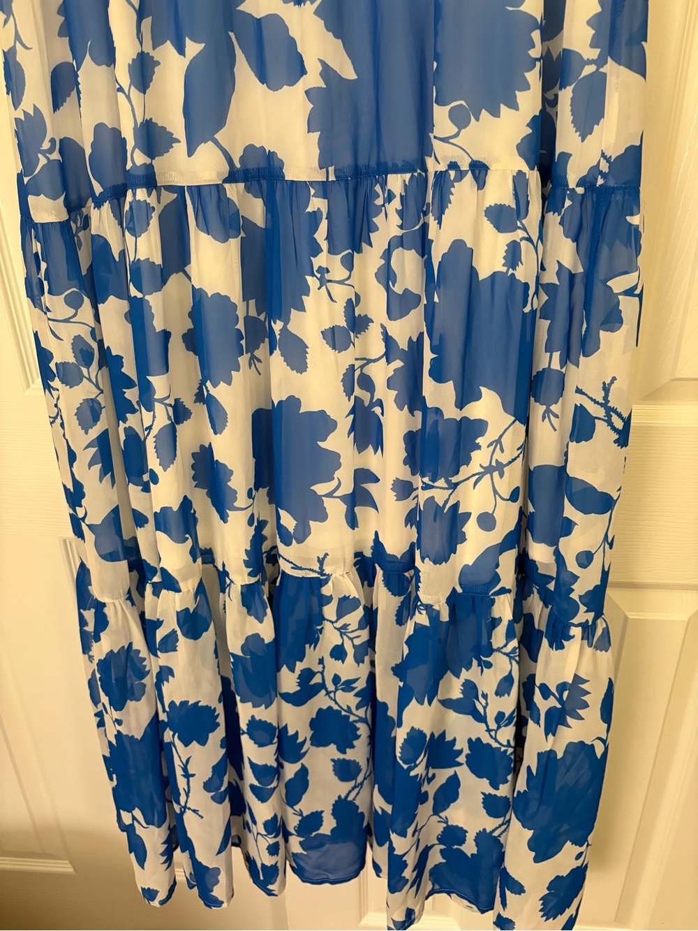 3X ChicSoul White Maxi Dress with Blue Floral Print - Picture 3 of 5
